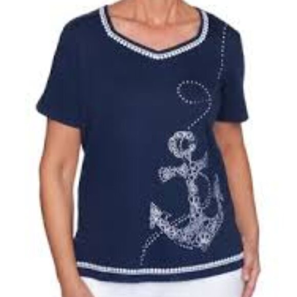 Alfred Dunner Anchors Away Tunic Tee Size 1X - Picture 1 of 3
